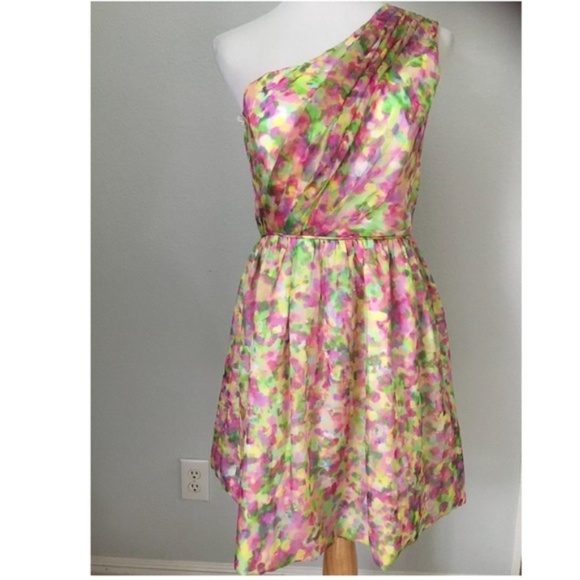 Shoshanna - Silk One Shoulder Cocktail Prom Dress - Picture 2 of 9